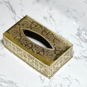 Couvercle de boîte à mouchoirs en laiton marocain fait main